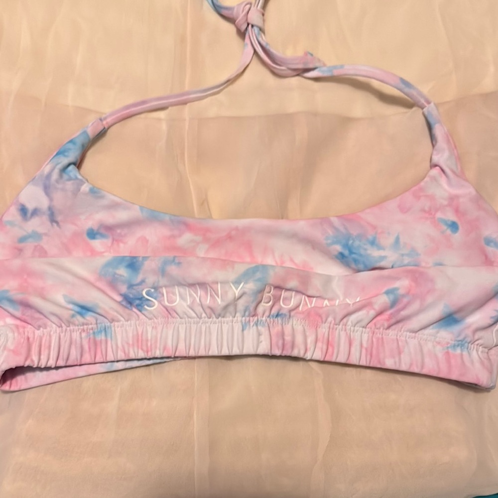 Pink and Blue Tie-Dye Bikini Top